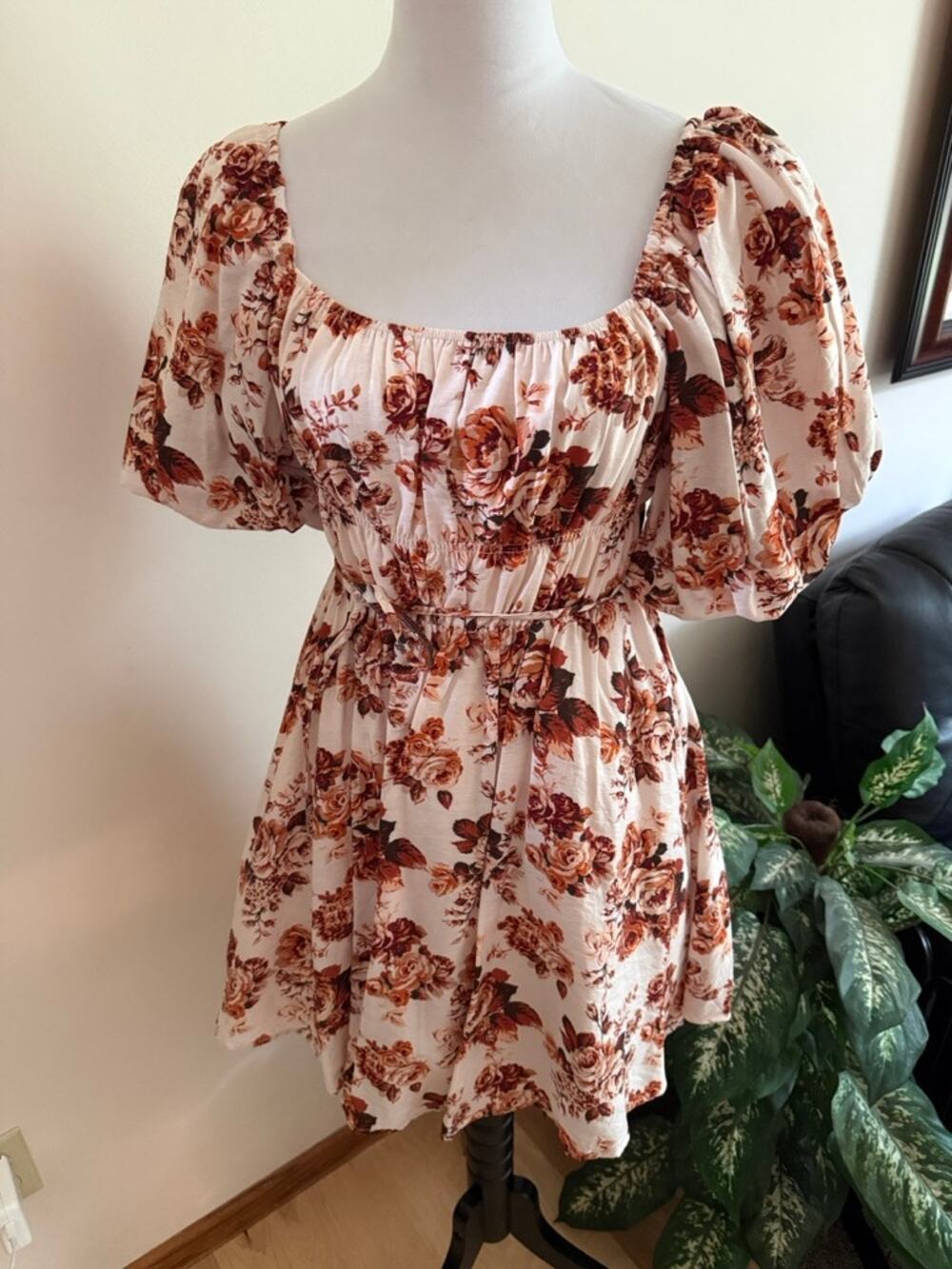 Altar'd State Minlyn Floral Puff Sleeve Mini Dress